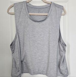 Leg3nd Cropped Tank Top Gray Sleeveless Athleisure Gym Crop XL